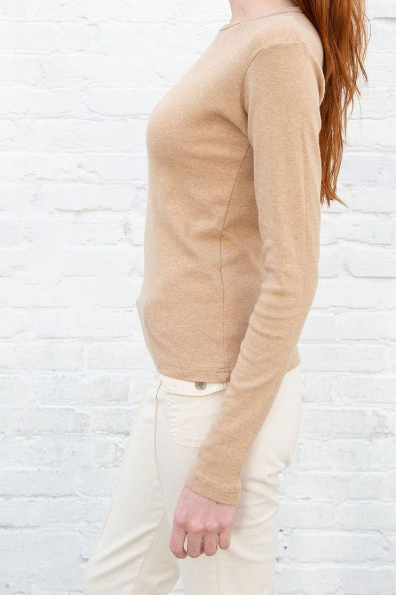 Hauts Brandy Melville Leah Basic Beige | XQT-16649260